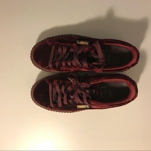 Fenty Puma velvet shoes in Wine color